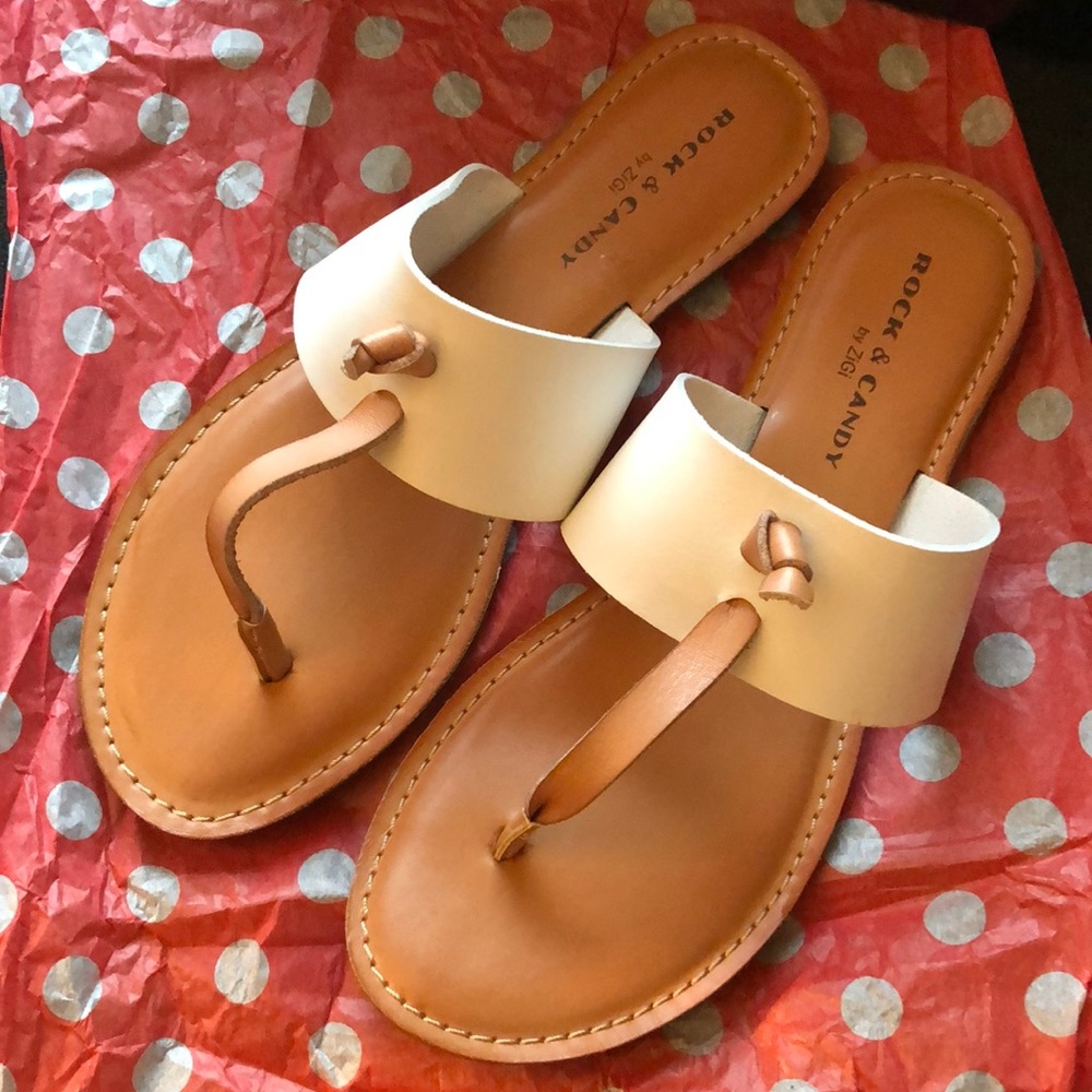 Sandals size 8 by Rock & Candy tan and white. NWT